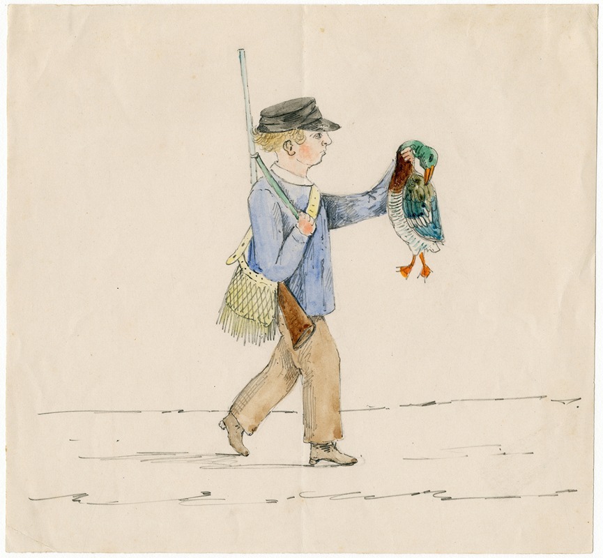 Hunter with killed duck by Floris Verster — digital art print download