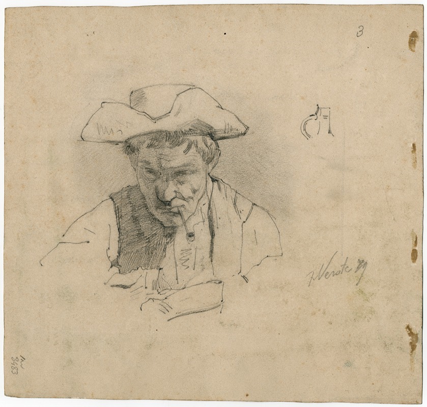 Smoking man with a pipe by Floris Verster, 1879 — digital art print download