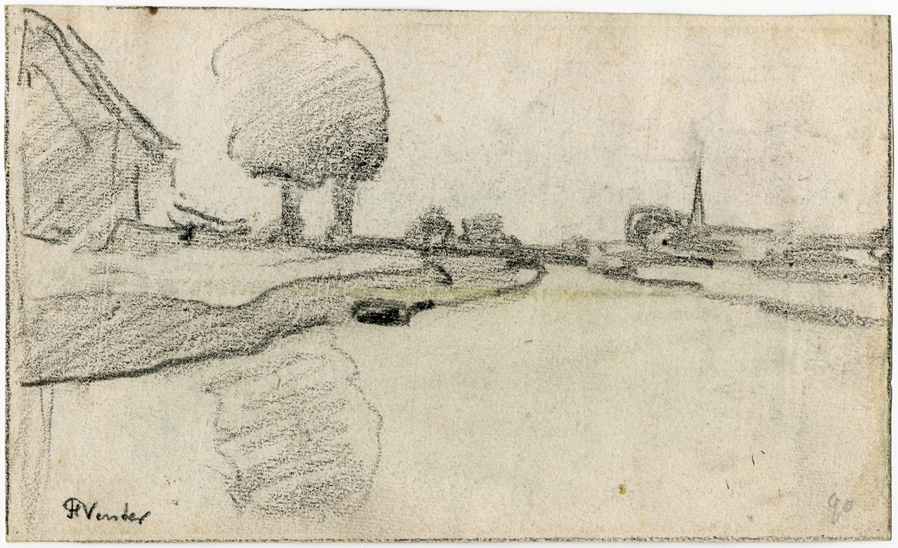 View on a waterway and village — Floris Verster