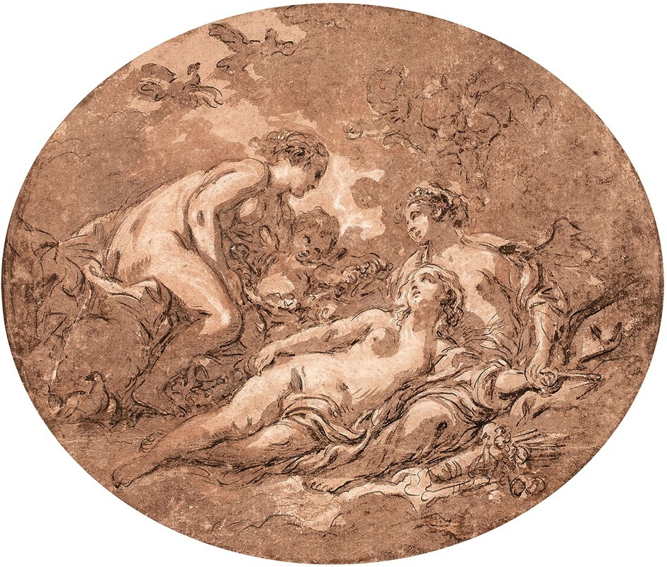 Les trois Grâces et l'Amour by Франсуа Буше — digital art print download
