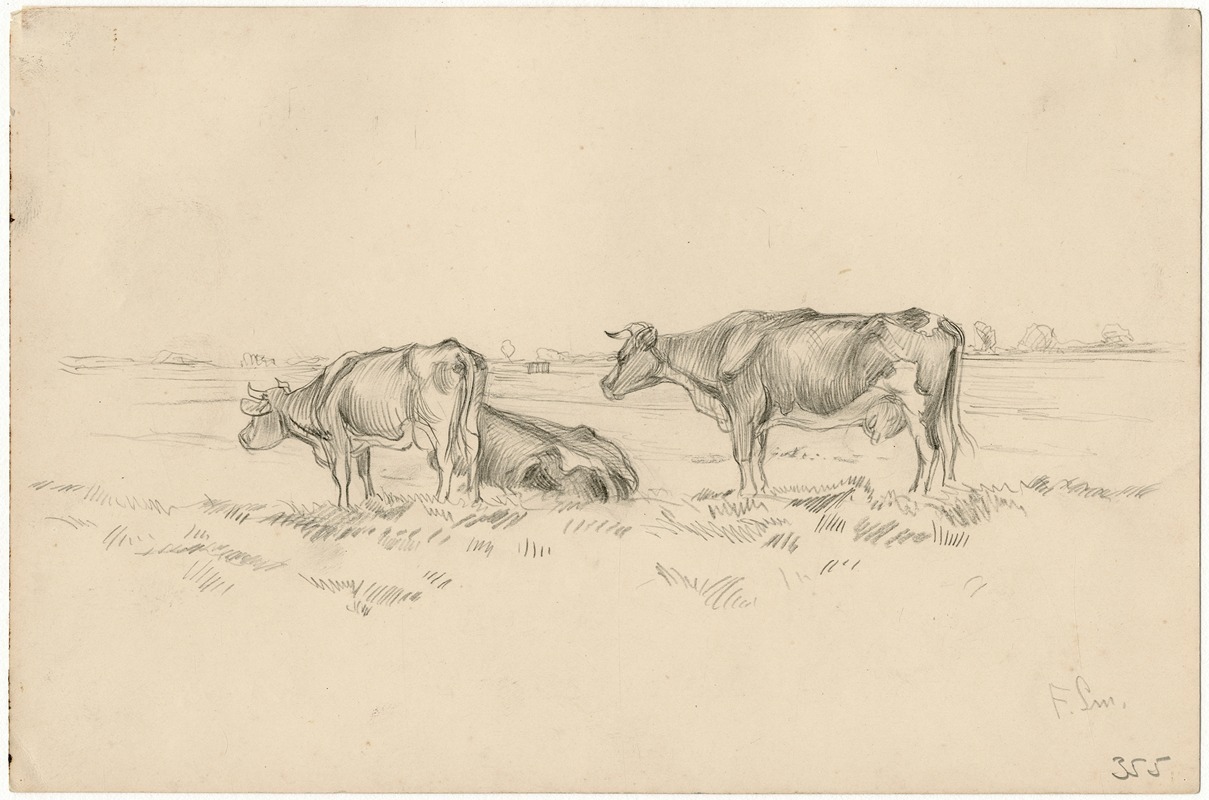 Een drietal koeien in een wei — Frans Smissaert