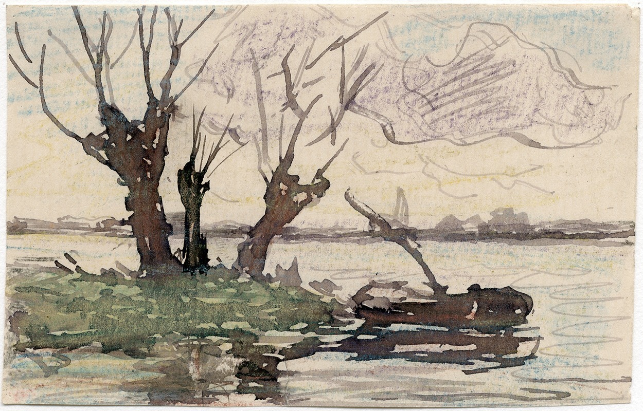 Knotwilgen aan een plas — Frans Smissaert