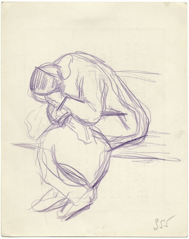 Vooroverzittende vrouw, huilend — Frans Smissaert