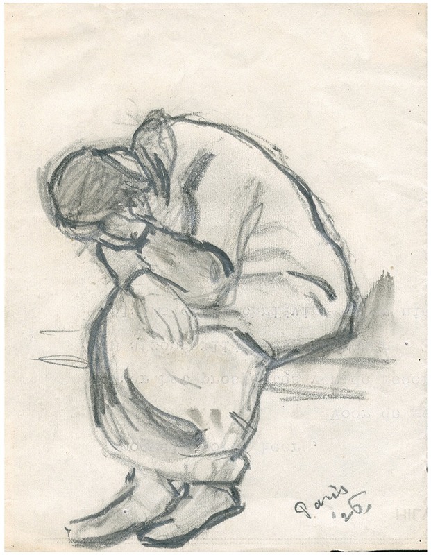 Vooroverzittende vrouw, huilend — Frans Smissaert