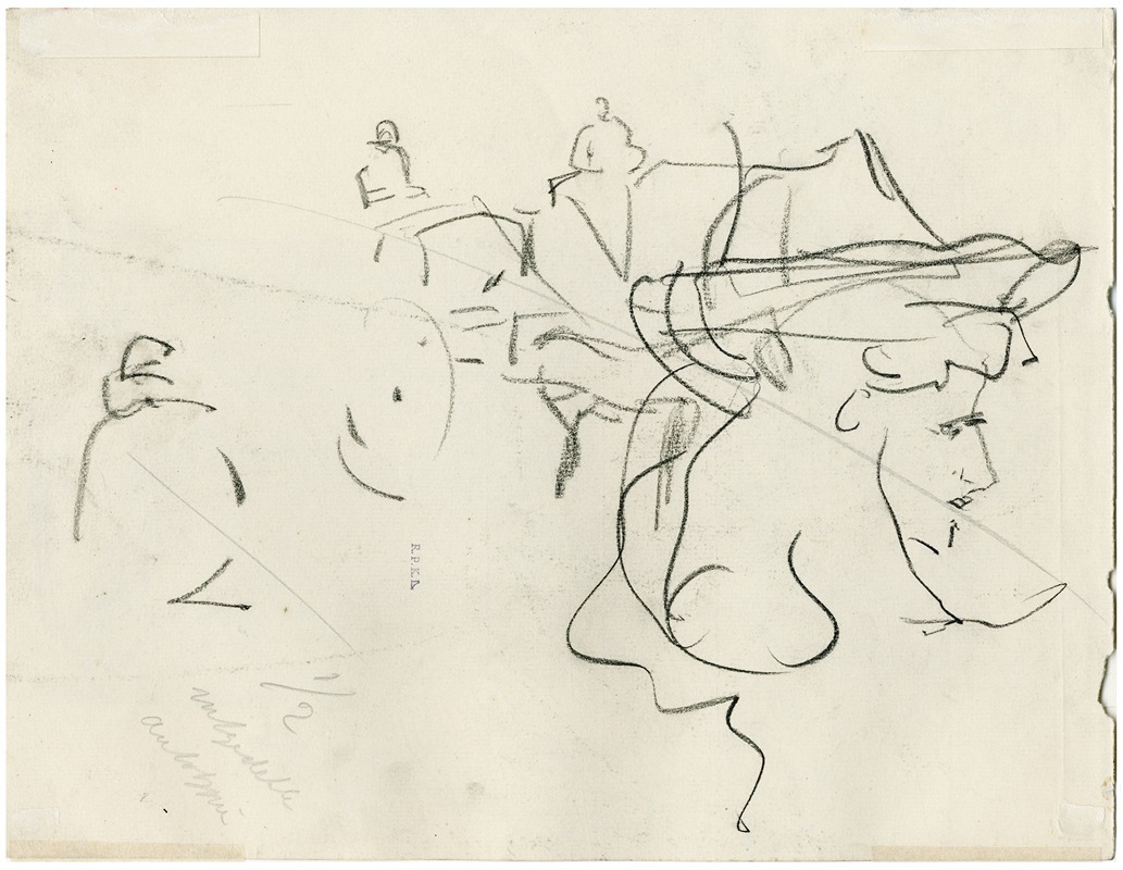 Dame met grote hoed op caféterras: halffiguur — Isaac Israëls