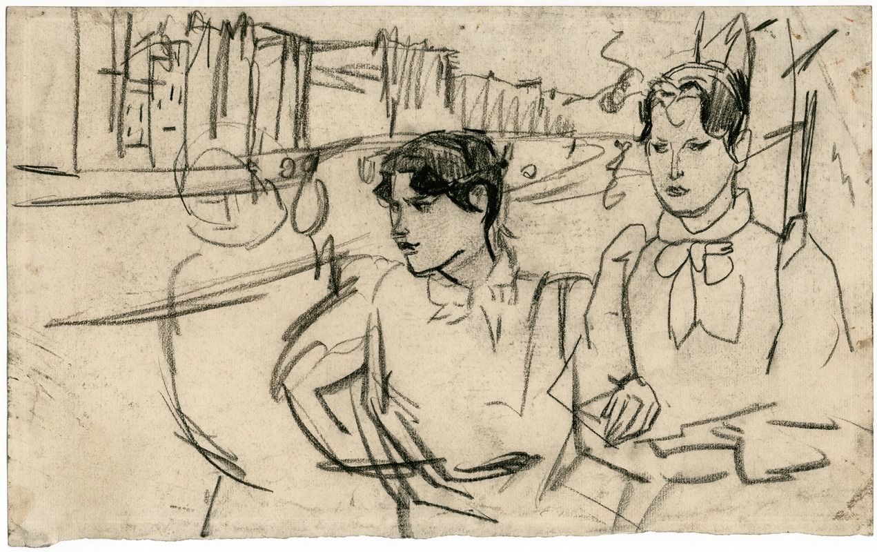 Drie vrouwen wandelen langs een gracht — Isaac Israëls