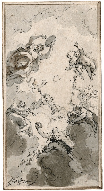 Musicerende figuren in de wolken — Jacob de Wit