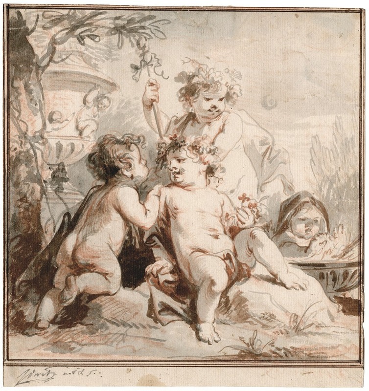 Putti als allegorie van de vier jaargetijden — Jacob de Wit