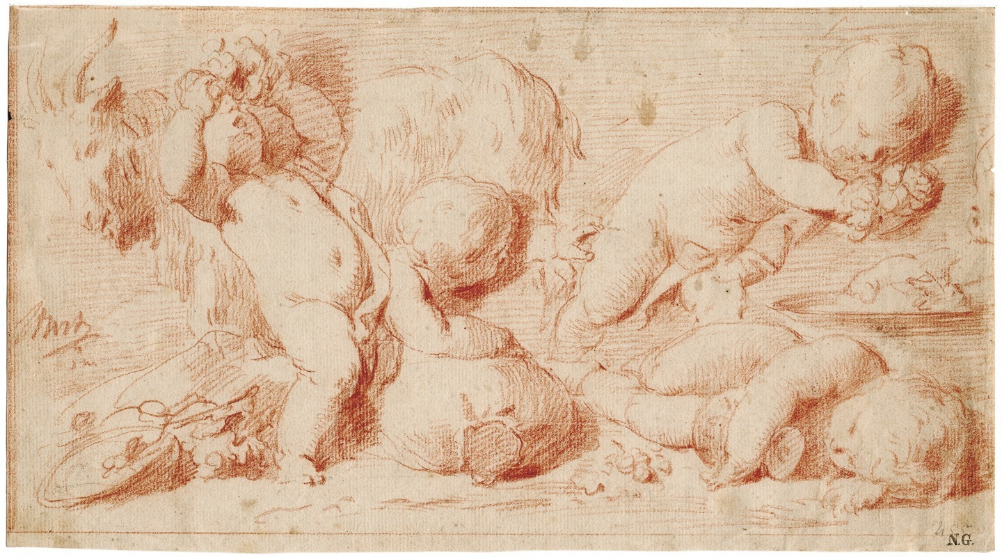 Putti in Bacchisch tafereel 2 by Якоб де Вит — digital art print download