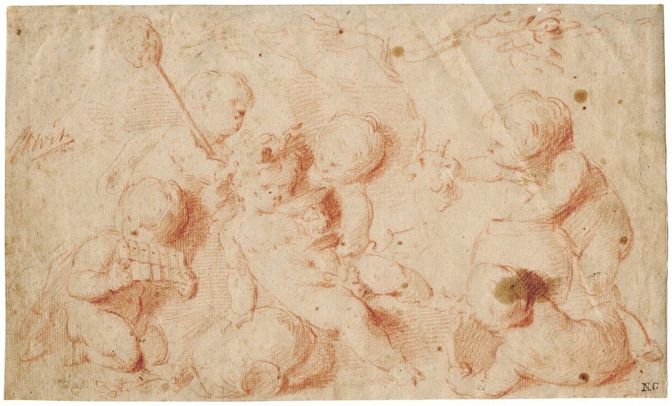 Putti in Bacchisch tafereel by Якоб де Вит — digital art print download
