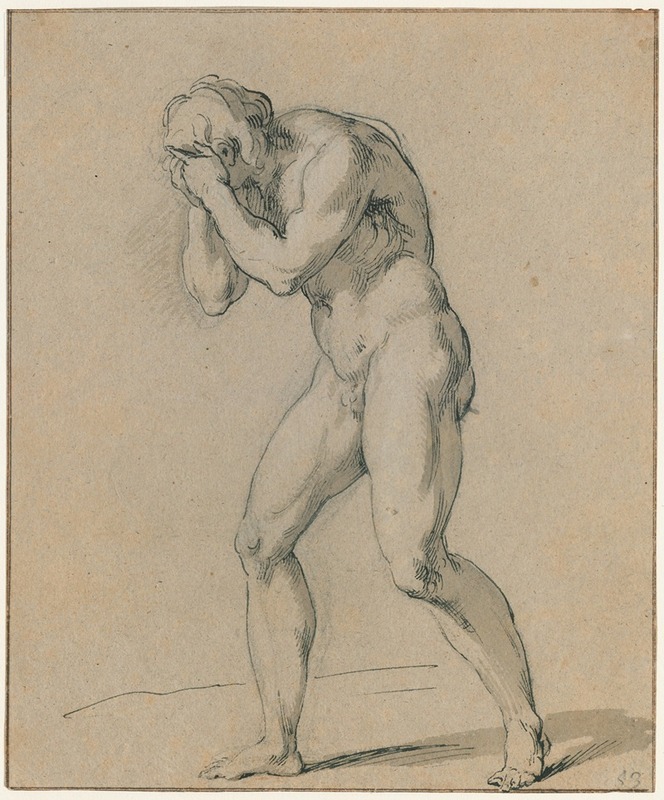 Walking nude man, covering his face — Якоб де Вит