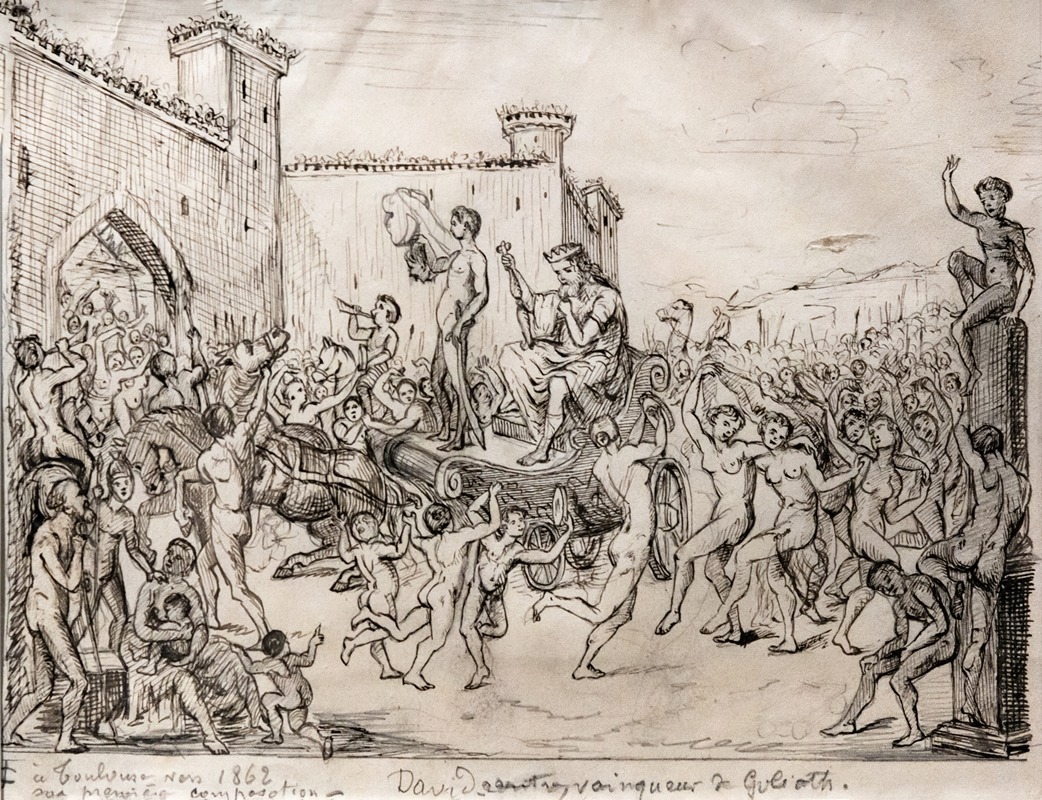 David returns, winner of Goliath by Жан-Батист Каривен, 1862 — digital art print download
