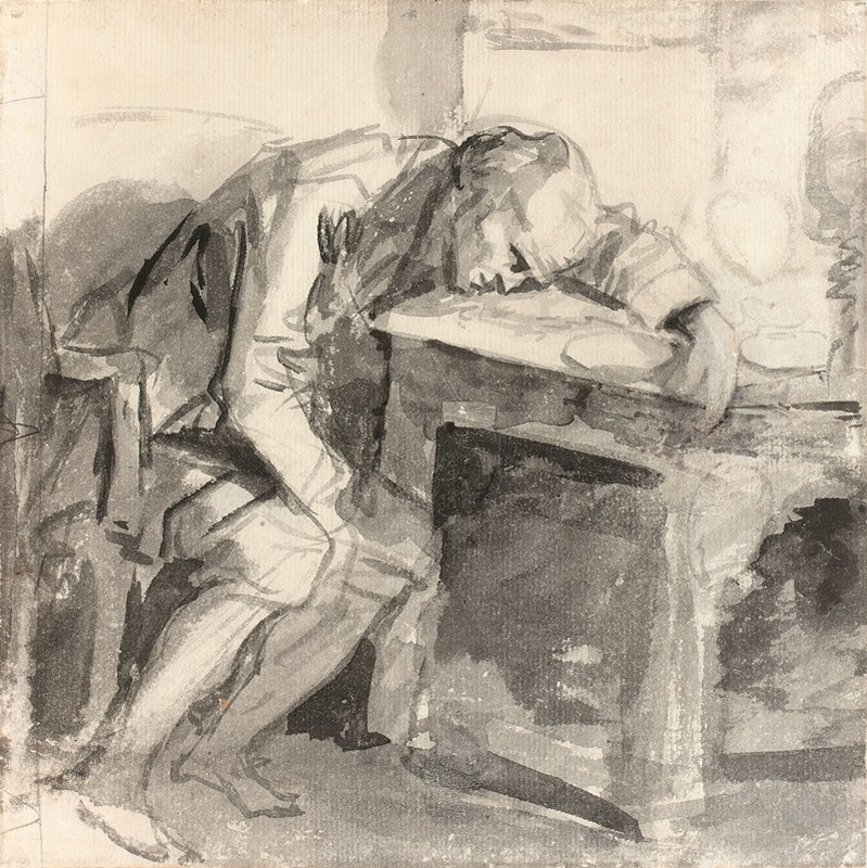 Etude d'homme effondré sur une table — Jean-Baptiste Greuze