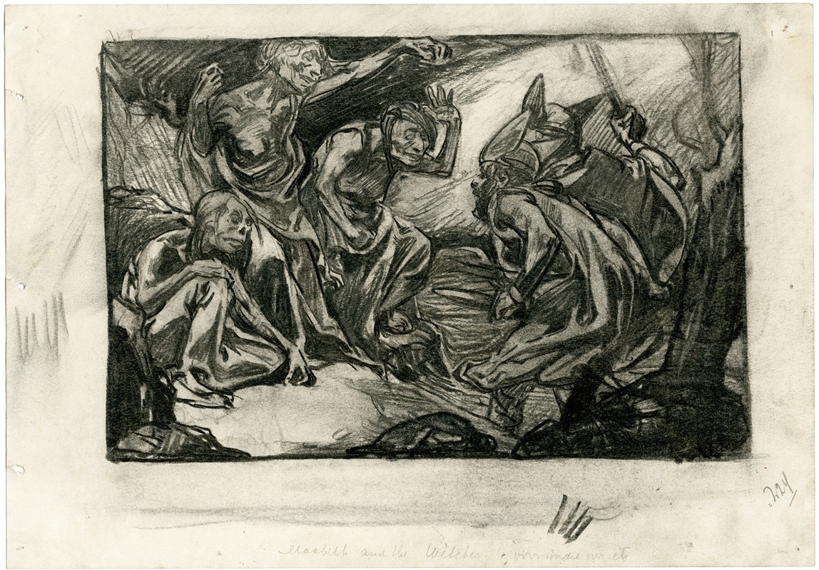 Macbeth, Banquo en de drie hekse by Иоганнес Иосифус Аартс — digital art print download