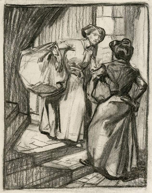 Two women having a conversation by Иоганнес Иосифус Аартс — digital art print download