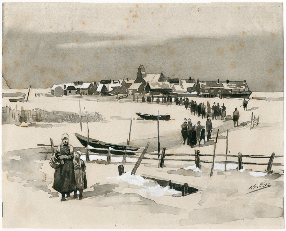 Gezicht op Marken in de winter — Nicolaas van der Waay