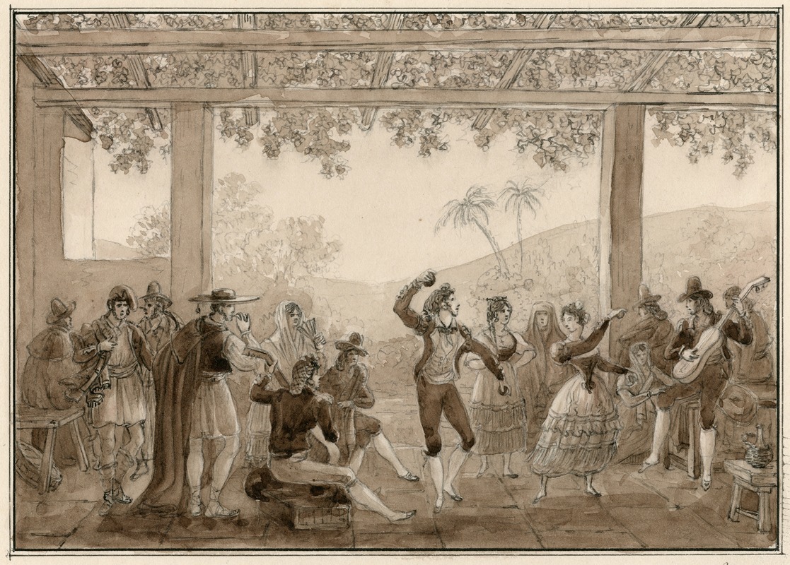 Een groep Spanjaarden danst de fandango — Отто Ховен