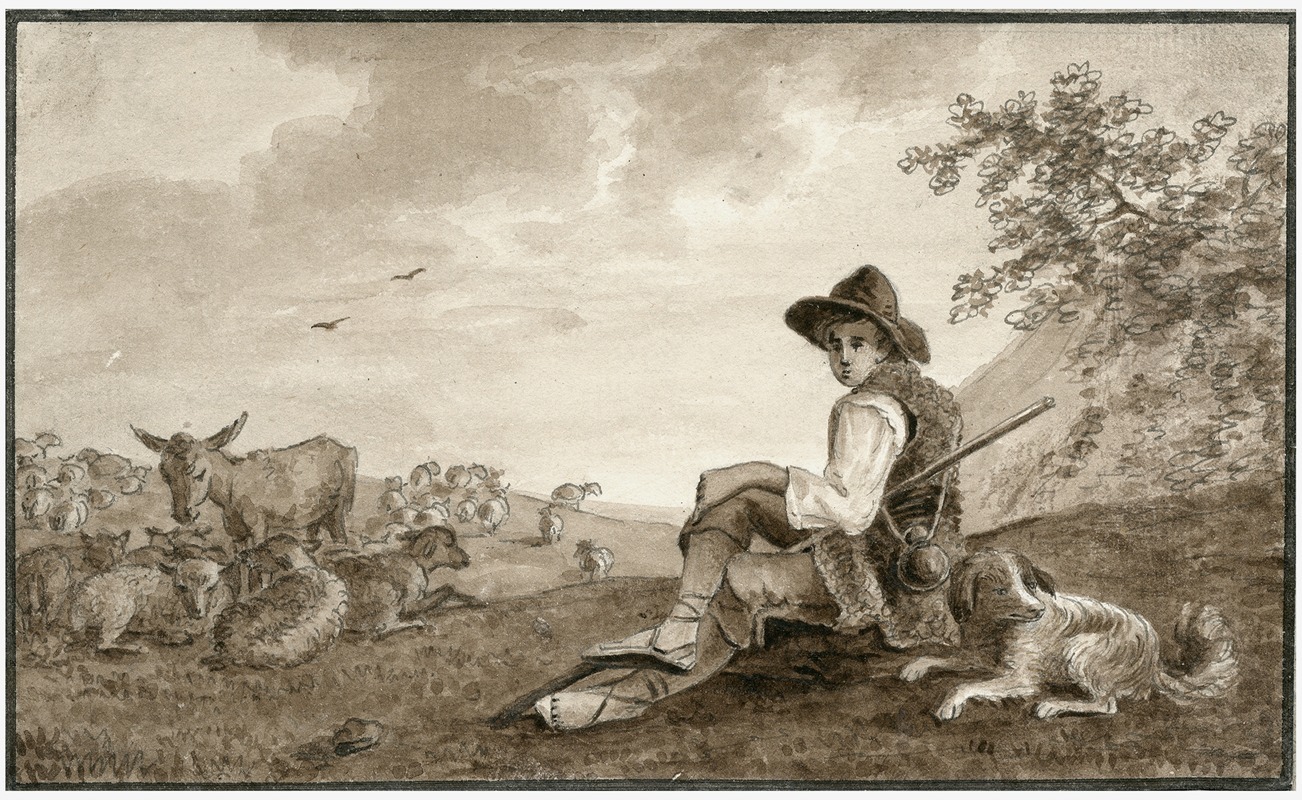 Een herder met zijn kudde — Отто Ховен