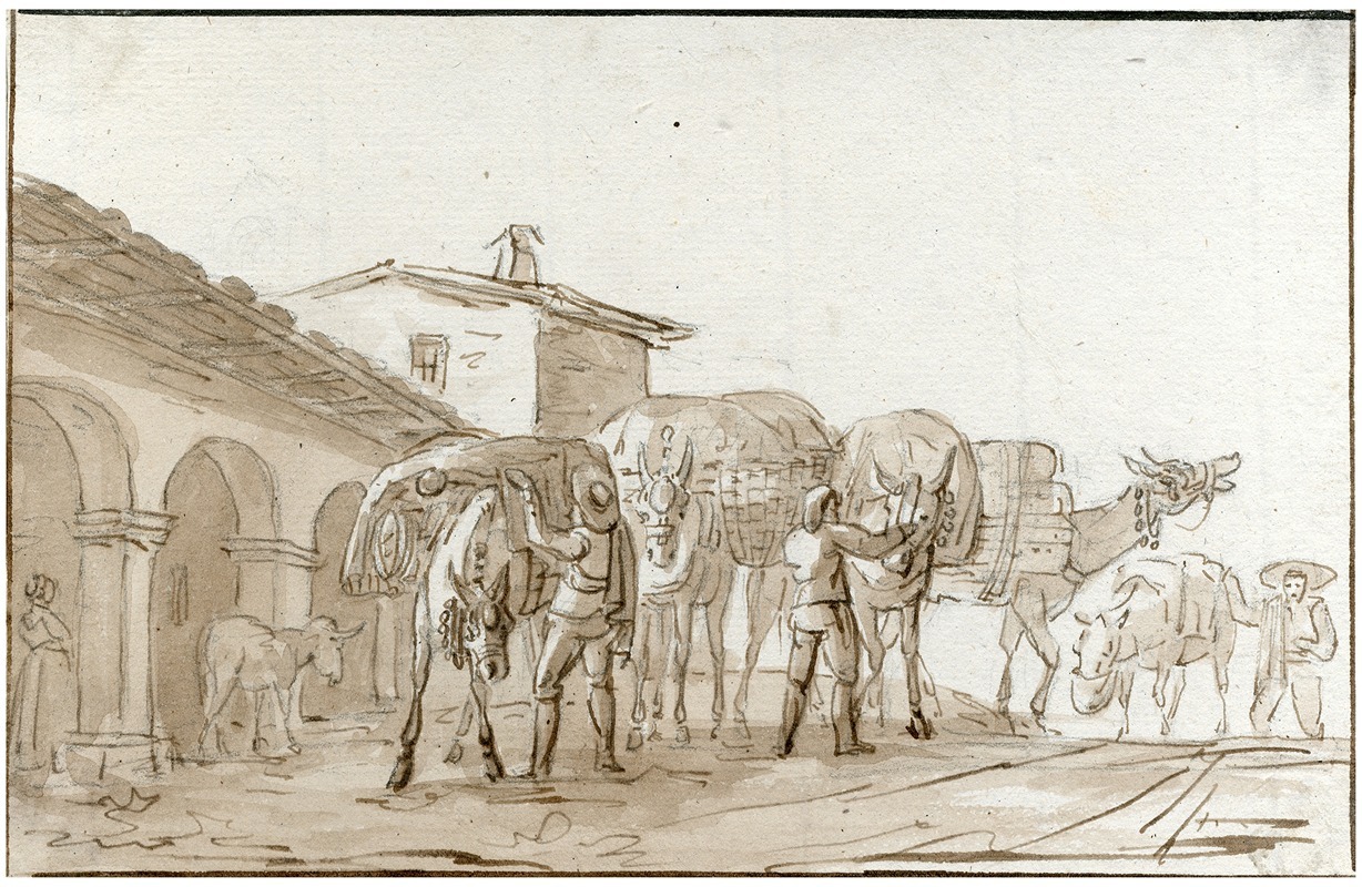 Het beladen van pakezels by Отто Ховен — digital art print download