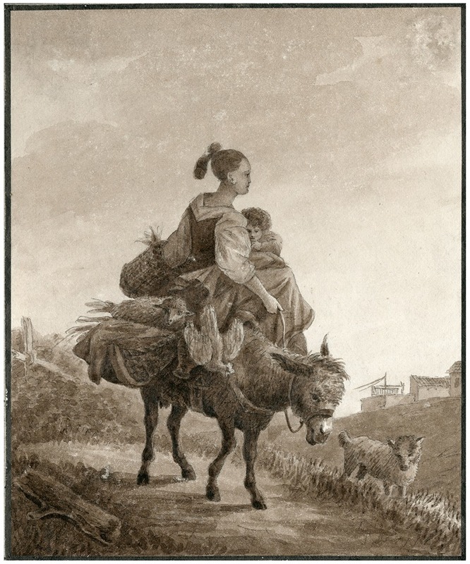 Moeder en kind op pakezel by Otto Howen — digital art print download