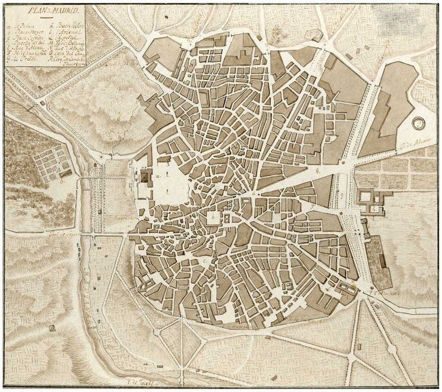 Plattegrond van Madrid by Отто Ховен — digital art print download