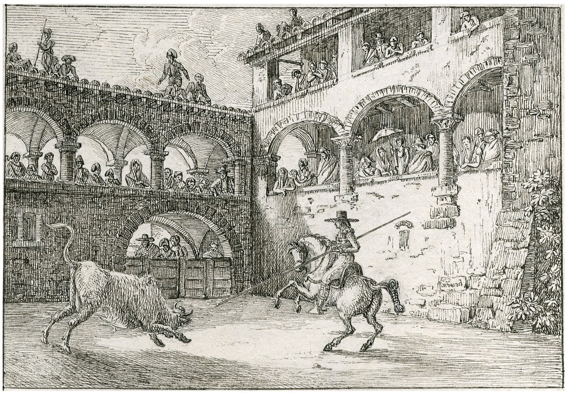 Stieregevecht in arena by Отто Ховен — digital art print download