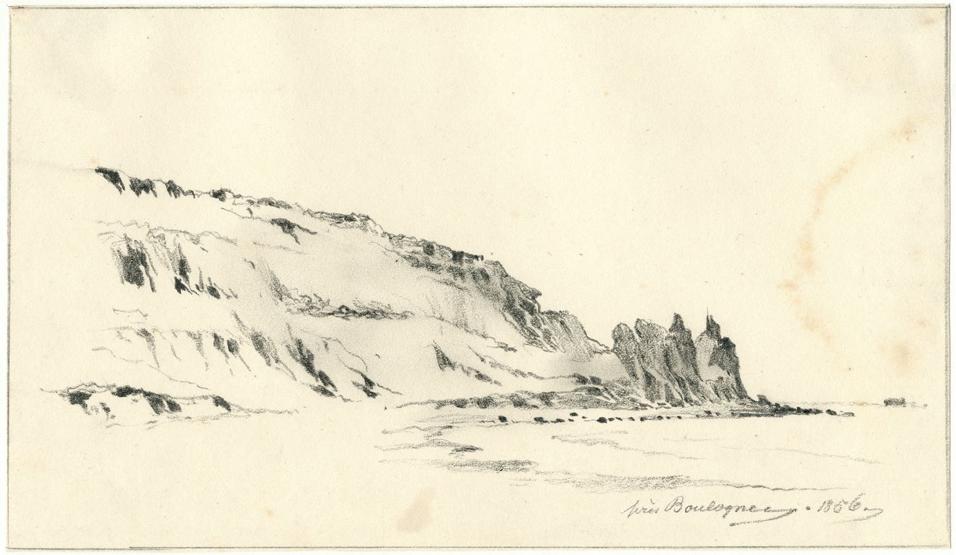 De rotskust bij Boulogne by Питер ван Лун, 1856 — digital art print download