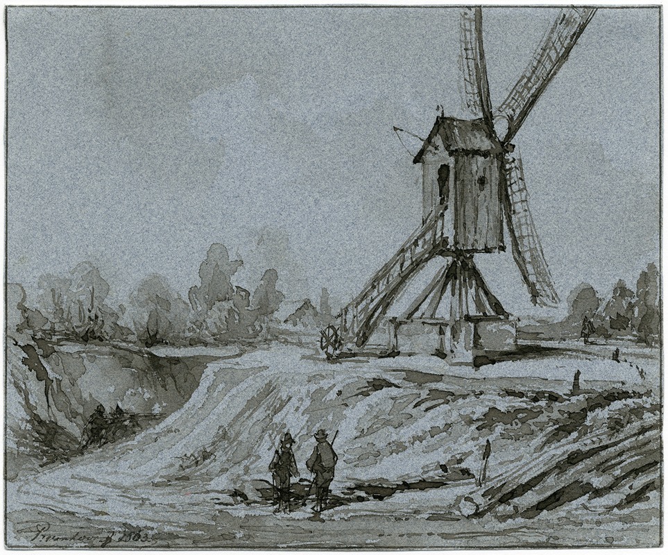 Een standerdmolen by Питер ван Лун, 1863 — digital art print download