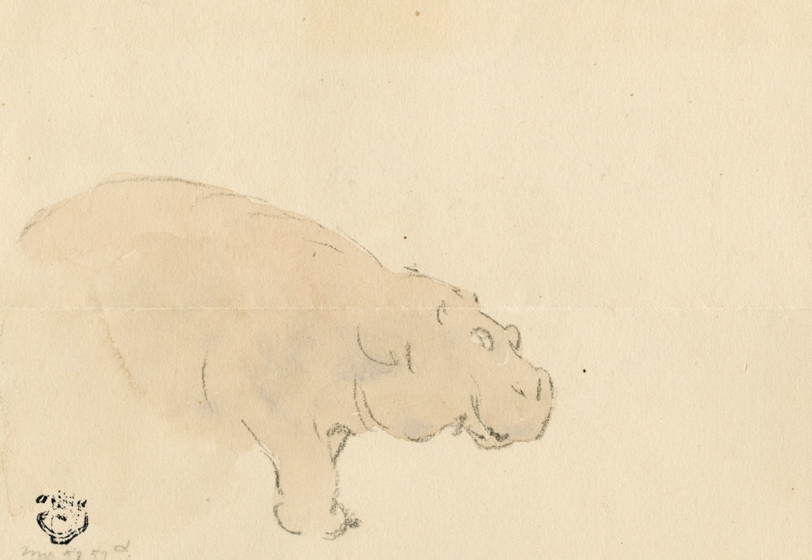 Het nijlpaard in de Engelse dierentuin by Питер ван Лун, 1806 — digital art print download