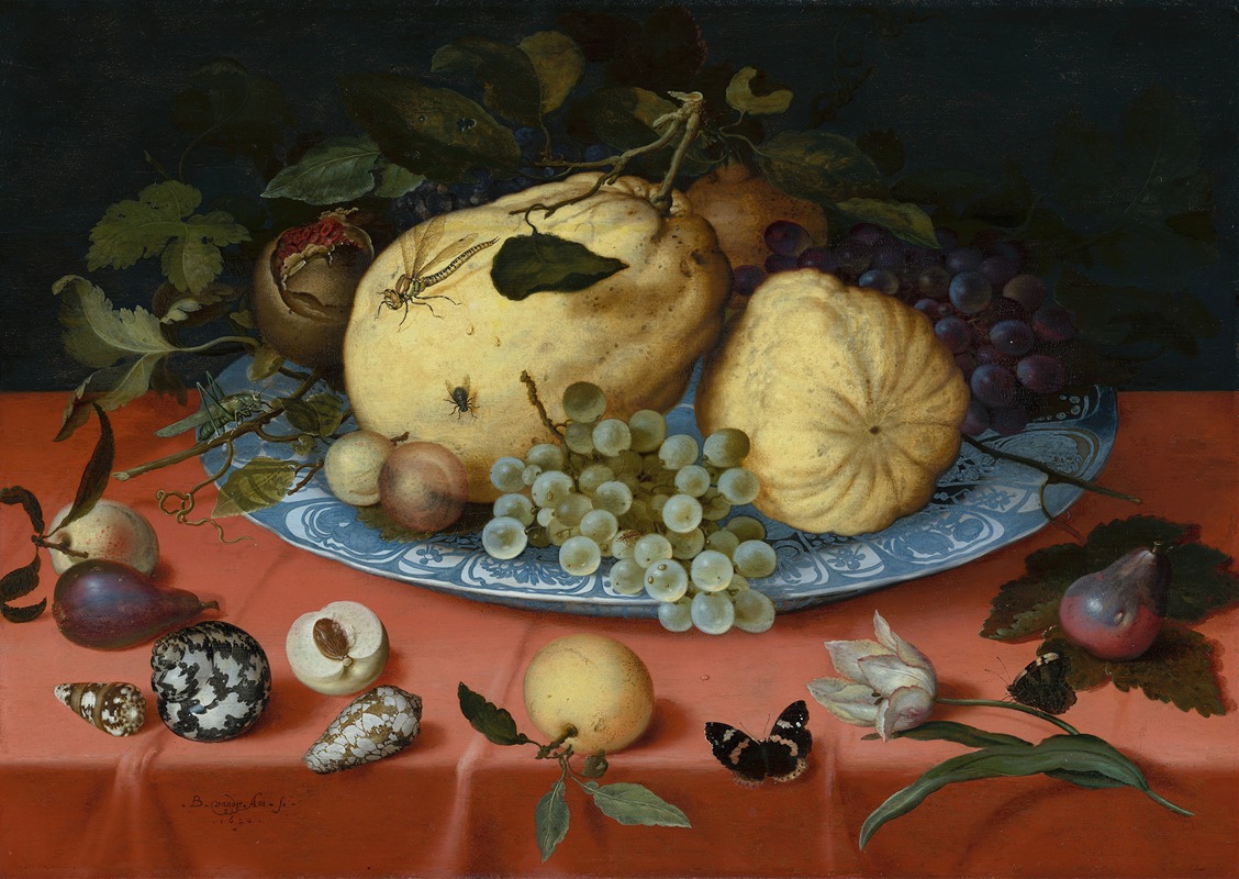 Fruit Still Life with Shells and Tulip by Balthasar van der Ast, 1620 — digital art print download