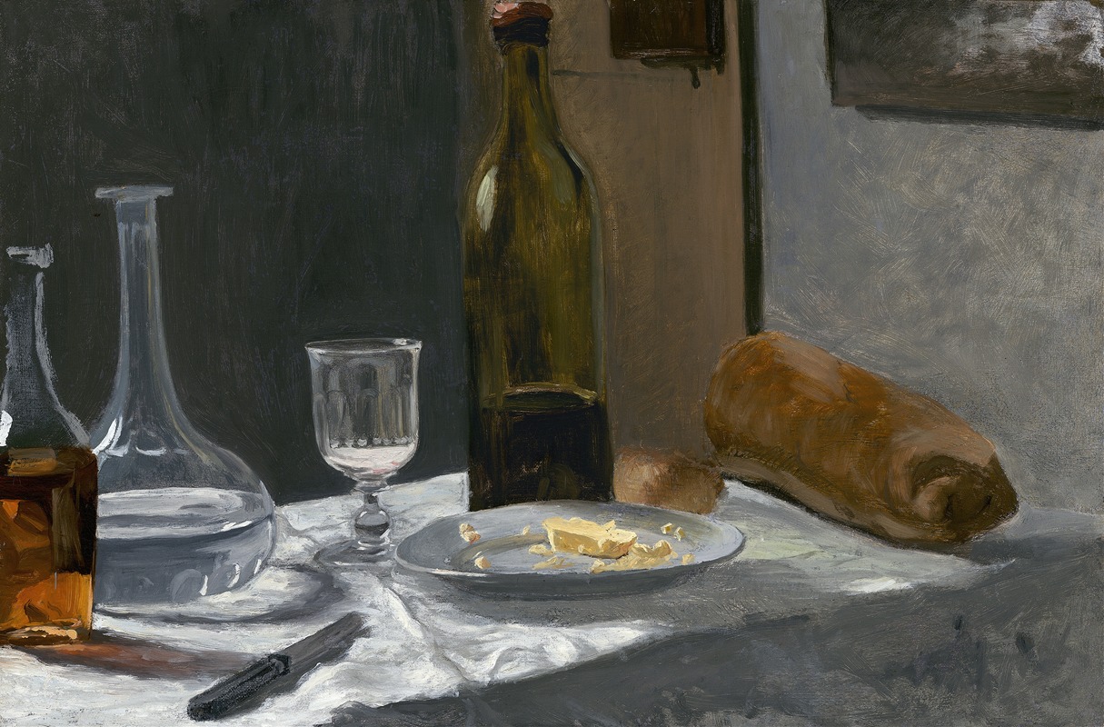 Still Life with Bottle,Carafe Bread and Wine — Claude Monet