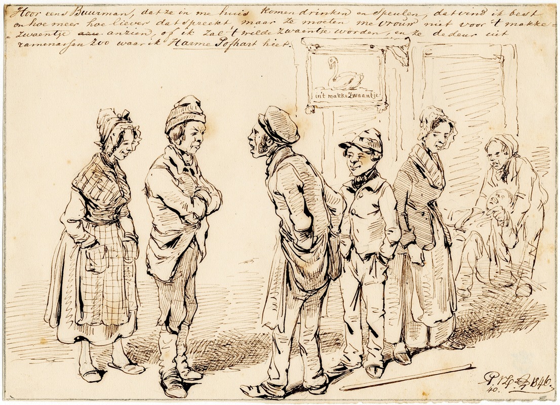 Karik., ruzie bij een café by Питер ван Лун, 1846 — digital art print download