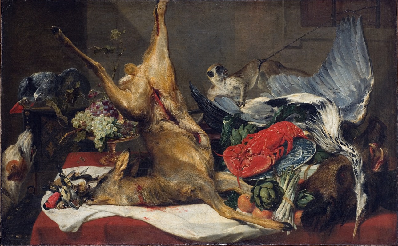 Still Life with Dead Game, a Monkey, a Parrot, and a Dog — Frans Snyders