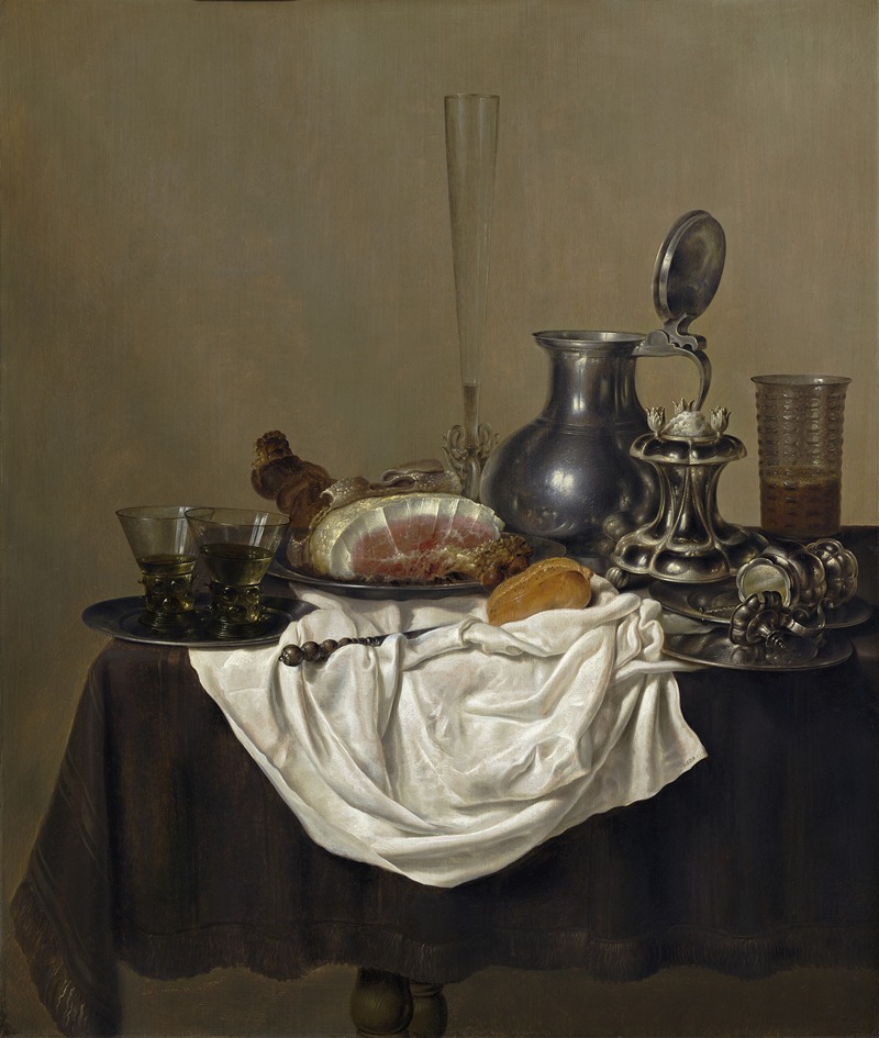 Still Life with Ham by Gerret Willemsz Heda, 1650 — digital art print download