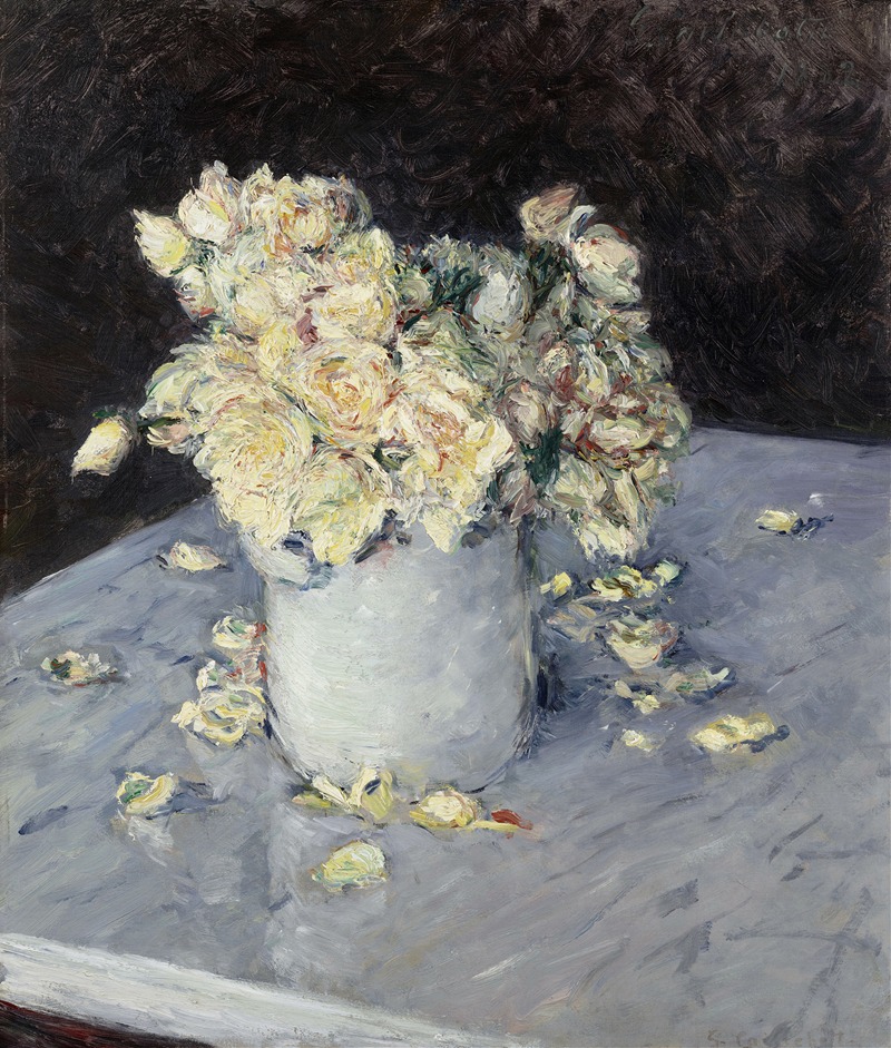 Yellow Roses in a Vase by Гюстав Каййботт, 1882 — digital art print download