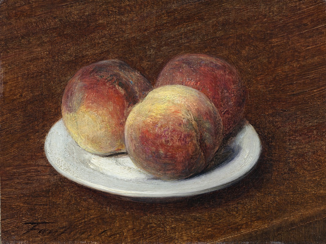 Three Peaches on a Plate by Анри Фантен-Латур, 1868 — digital art print download