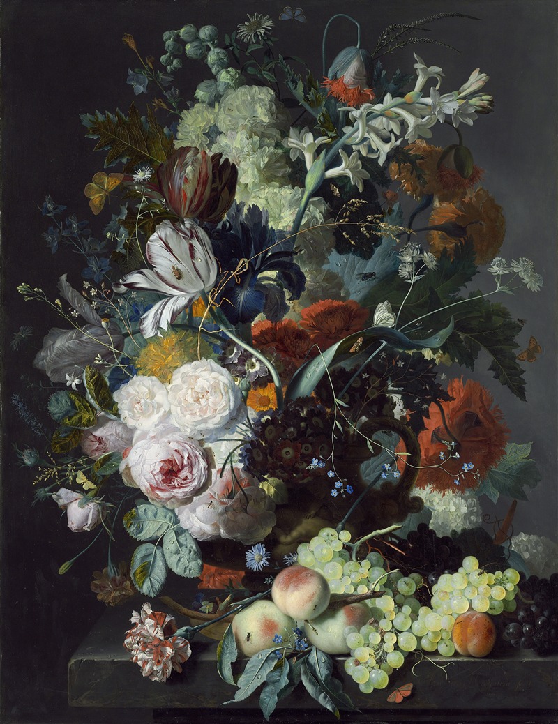 Still Life with Flowers and Fruit by Ян ван Хёйсум, c. 1715 — digital art print download