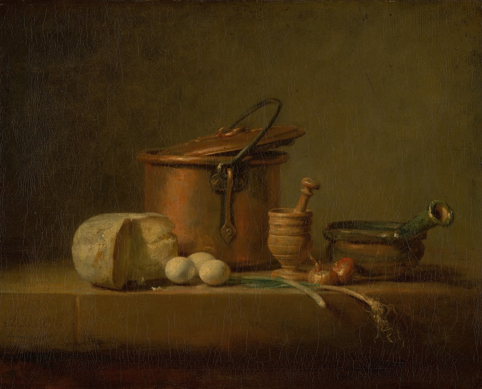 Still Life with Copper Pot, Cheese and Eggs — Жан Симон Шарден