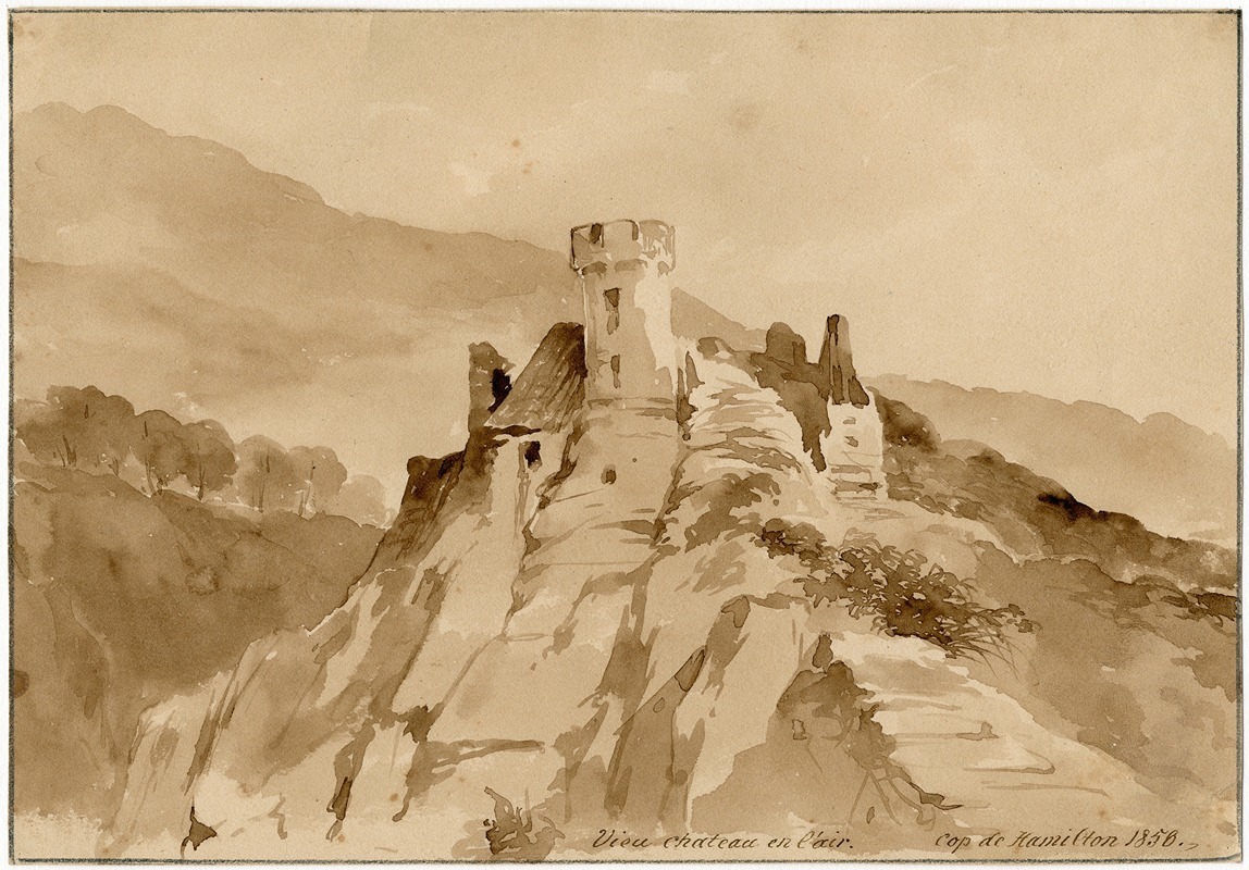 Kasteel op een bergtop by Питер ван Лун, 1858 — digital art print download
