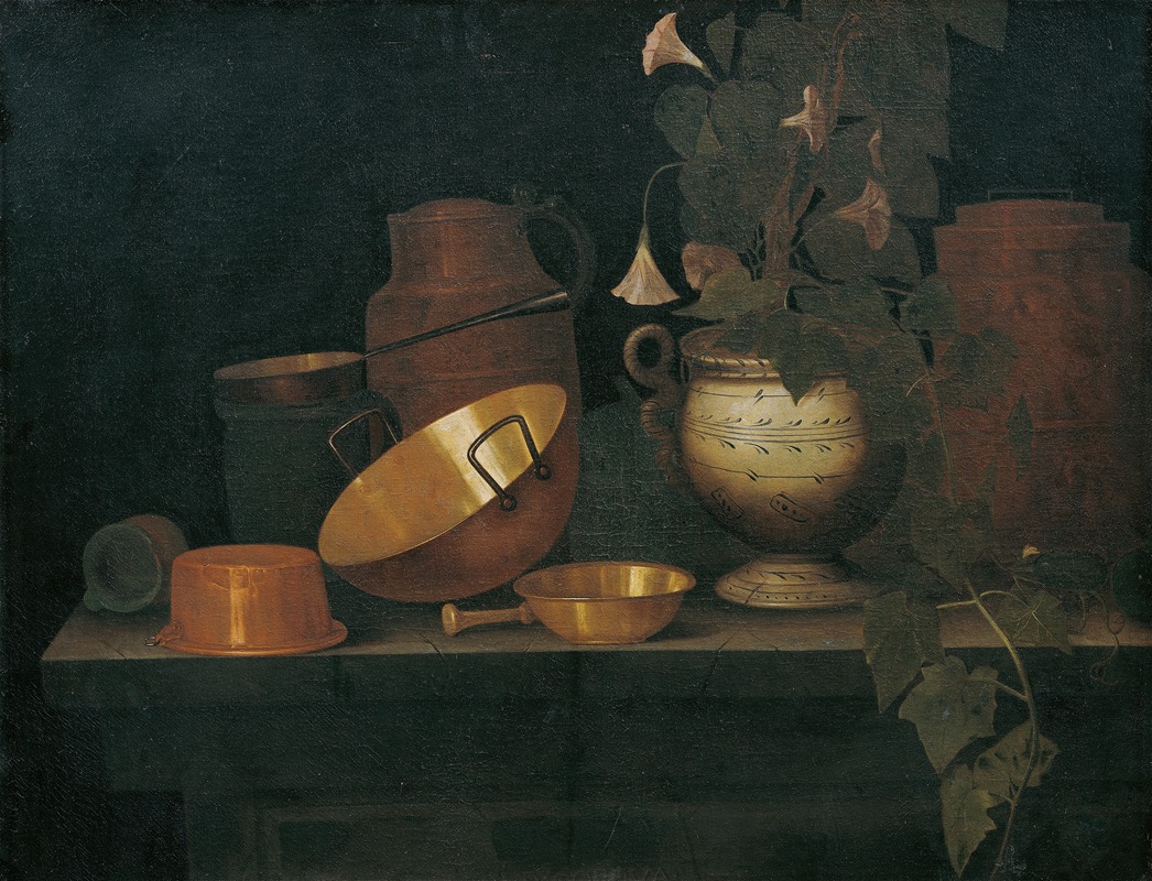 Still life with copper dishes by Joannes de Cordua — digital art print download
