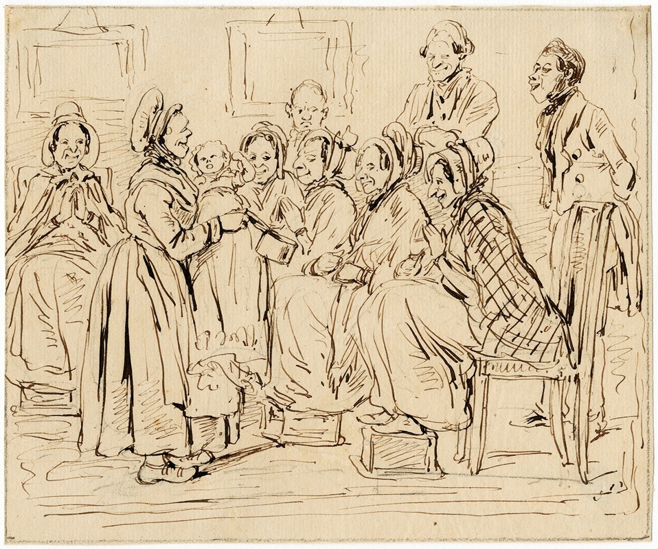 Kraamvisitie, karikaturaal — Pieter van Loon