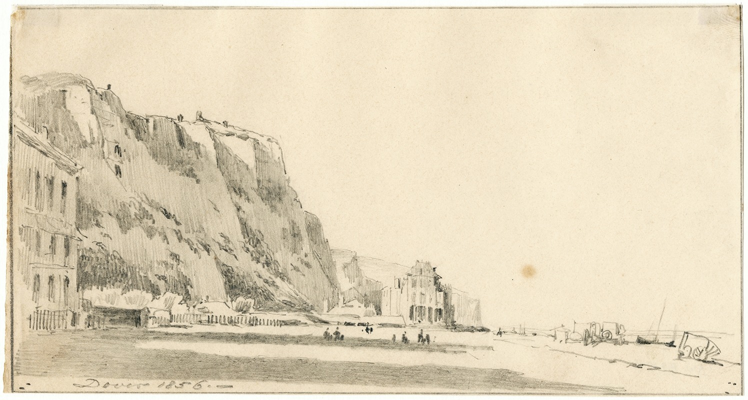 Kust en strand bij Dover by Pieter van Loon, 1856 — digital art print download