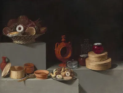 Still Life with Sweets and Pottery by Juan van der Hamen y León, 1627 — digital art print download