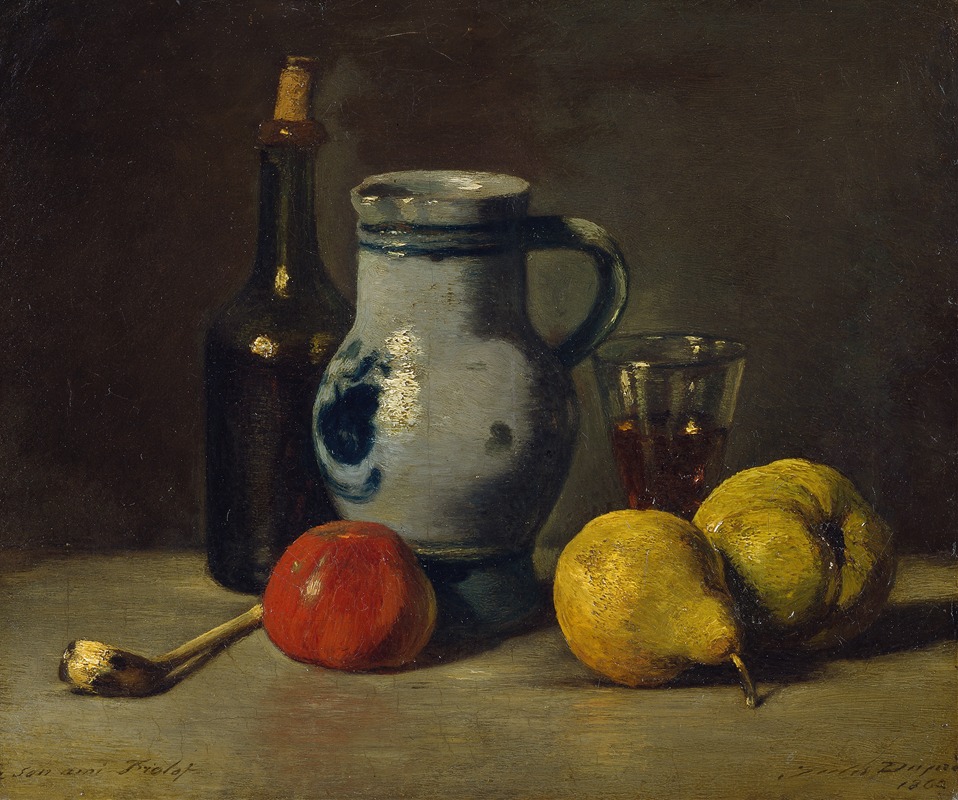 Still Life with a grey Jug by Жюль Дюпре, 1862 — digital art print download