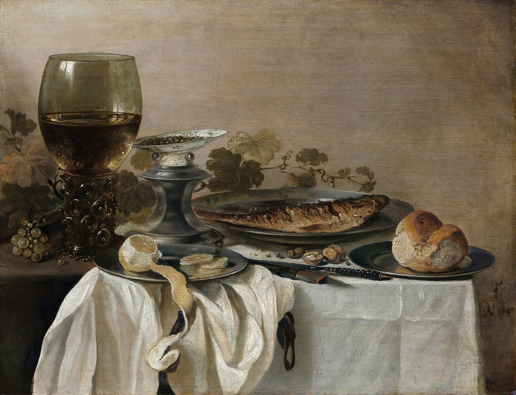Still Life with a Fish by Pieter Claesz, 1647 — digital art print download