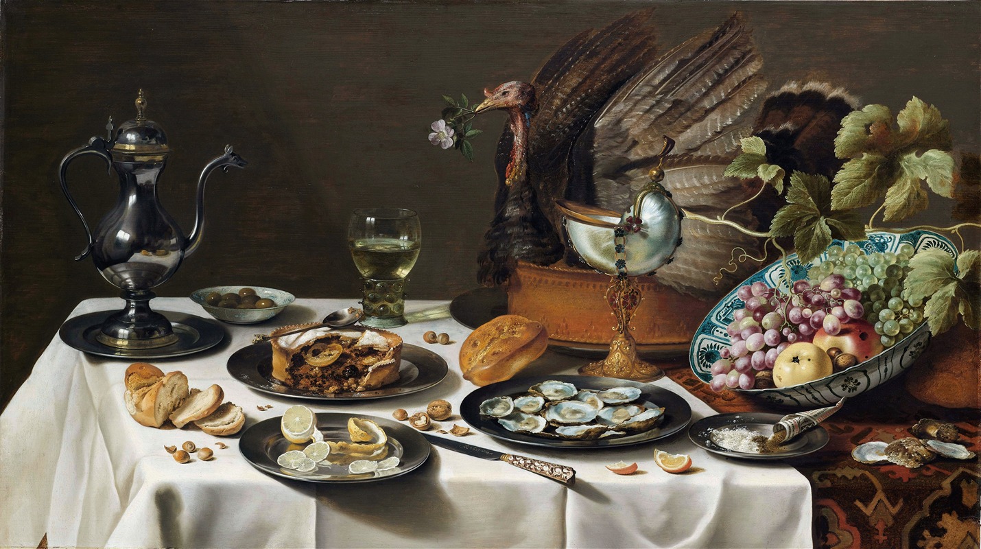 Still Life with a Turkey Pie by Pieter Claesz, 1627 — digital art print download