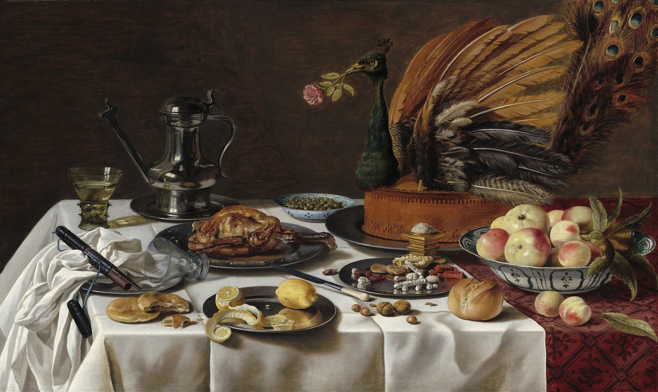 Still Life with Peacock Pie by Pieter Claesz, 1627 — digital art print download
