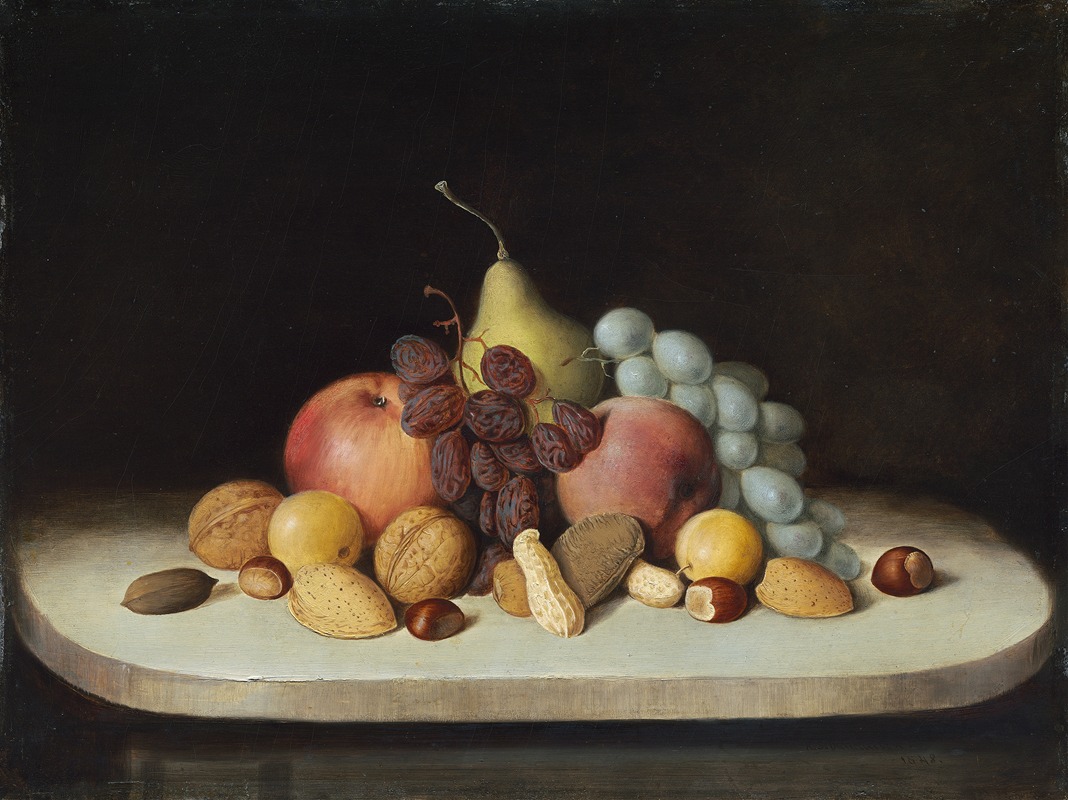 Still Life with Fruit and Nuts by Роберт С. Дункансон, 1848 — digital art print download