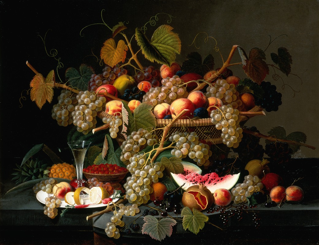 Still Life with Fruit by Severin Roesen, 1852 — digital art print download