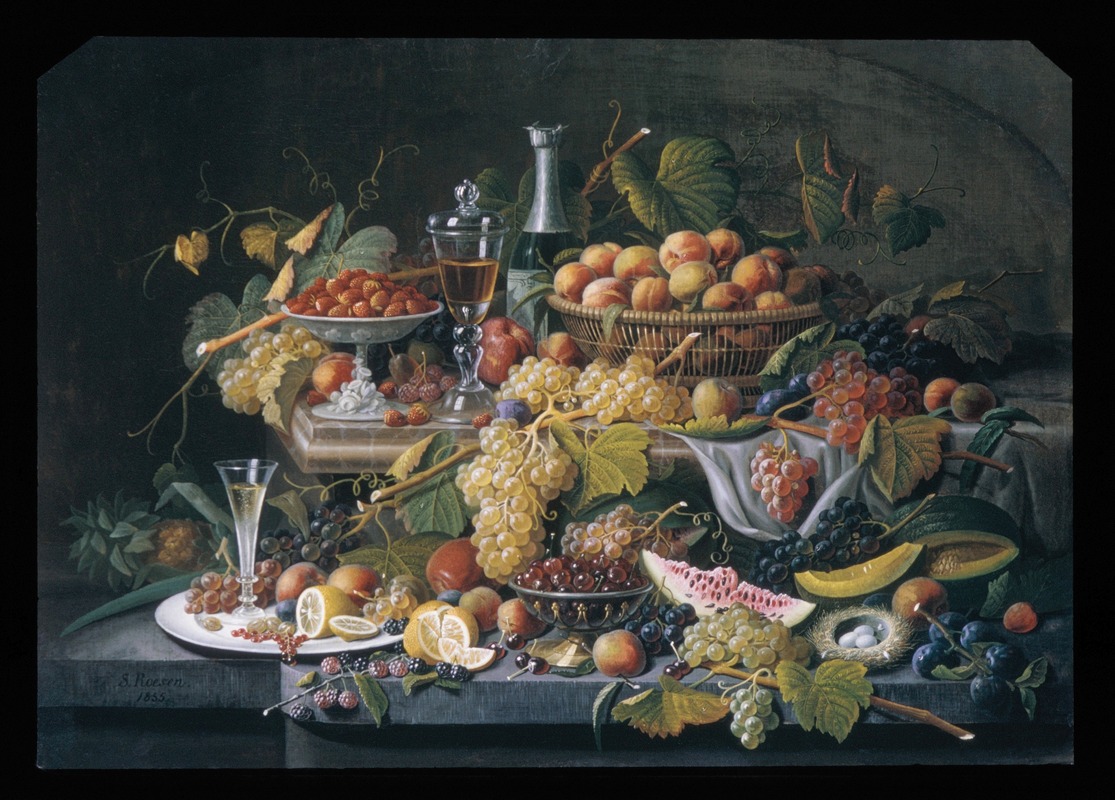 Still Life, Fruit by Severin Roesen, 1855 — digital art print download